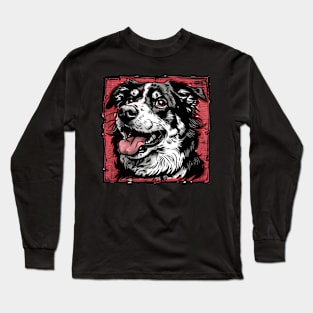 Retro Art Australian Shepherd Dog Lover Long Sleeve T-Shirt